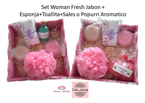 Set Woman Fresh Jabon+esponja+toalla+sales/popurri Aromatico