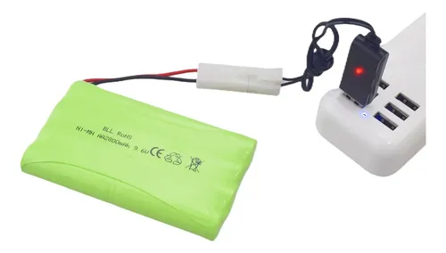 nvizyeu - Batería de 3,6 V con enchufe SM, batería recargable nimh AA de 1500 mAh, adecuada para juguetes eléctricos y herramientas, equipada con cable de carga USB