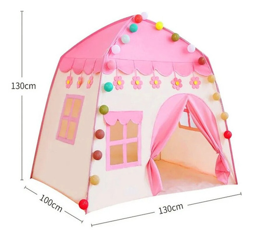 Barraca Infantil Toca Rosa Menina Cabana + 100 Bolinhas