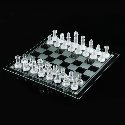 El Juego De Ajedrez De Cristal Incluye Tablero Los 20x20cm
