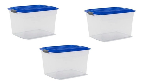 Caja Organizador Plastico Apilable Tapa Taper 34 Lts Kit X3