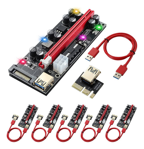 Paquete De 6 Tarjetas Pci-e Riser Gpu Risers, 10 Condensador