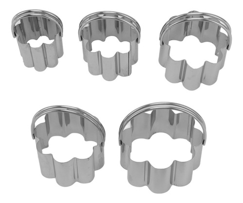 Juego De 5 Moldes De Acero Inoxidable Con Mango Para Galleta