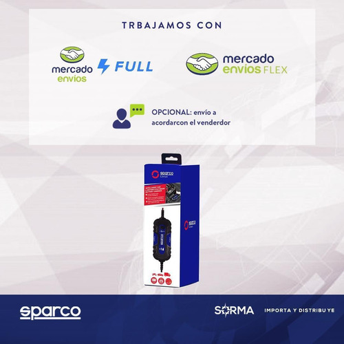 Imagen 6 de 9 de Cargador De Bateria Para Auto Sparco Carga Inteligente 12v