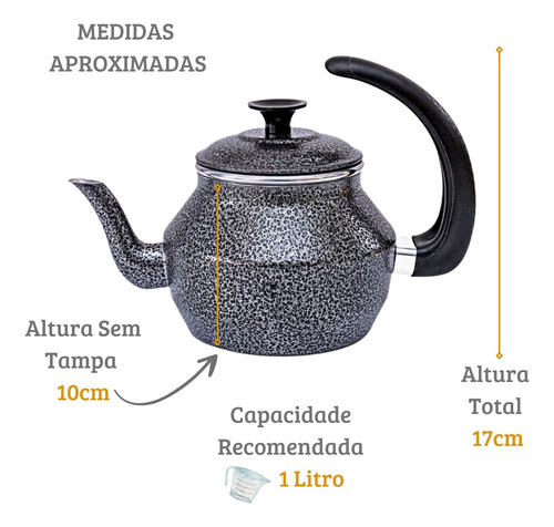 Bule E Chaleira Kit Com Infusor Chá Café Leite Em Alumínio