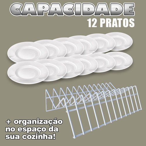 Organizador Suporte P/ Pratos Armário Vertical Até 12 Pratos