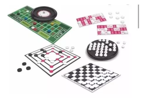 Jogo de Tabuleiro Infantil Clássicos Dama Ludo Gamão Xadrez 5 em 1