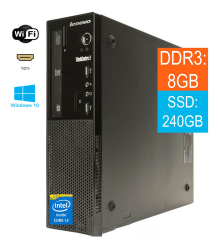 Cpu Lenovo E73 Core I3 4ª Geração 8gb Ssd 240gb Wind 10