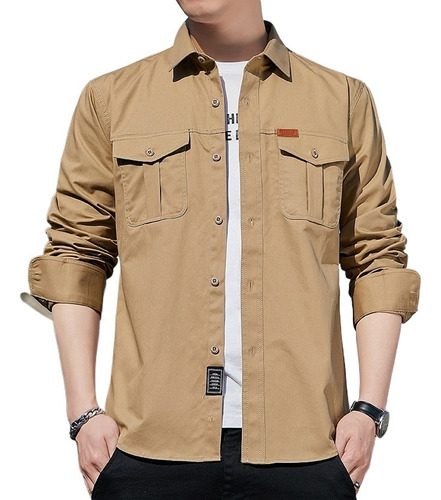 Ropa De Trabajo De Manga Larga Suelta, Camisa Casual, Hombre