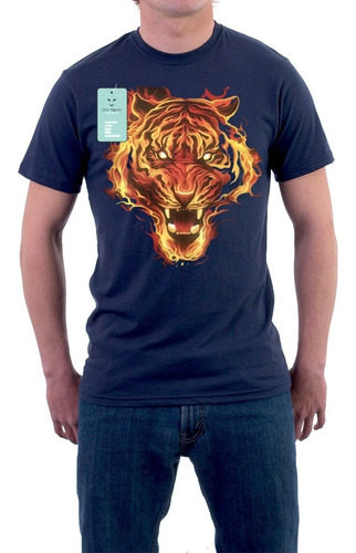  Summer Full Weight Arts 100%cotton Manga Corta Tiger Fire