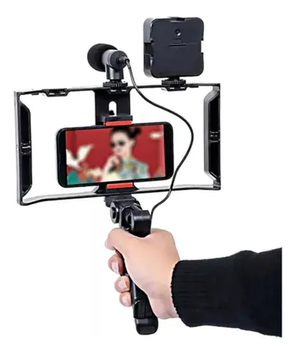 Kit Creacion Video Soporte Tripode Luces Y Microfono Semipro
