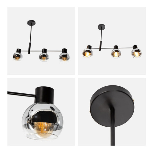 Lámpara Colgante Opulent Lights Negro E27 40w 3 Luces
