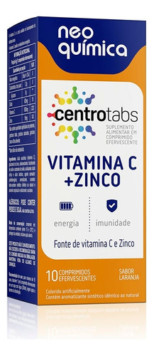 Centrotabs Vitamina C + Zinco 10cpr Efervescente Neo Química