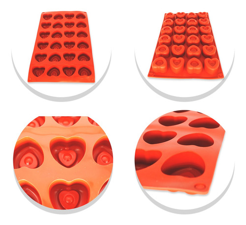 Imagem 2 de 7 de Forminha 24 Coração Molde Silicone Cupcake Bombom Chocolate