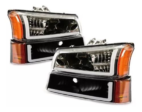 Faros Chev Silverado 2003 2004 2005 2006 F/negro C/leds