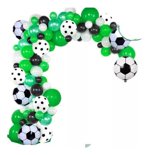 Decoracion Arco Globos Verde Negro Balon Futbol Cumple