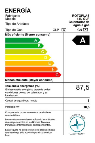 Terma A Gas Rotoplas Flaming Glp 14 L