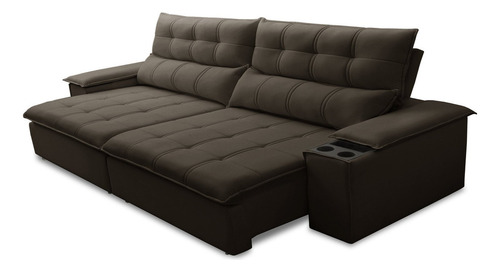 Sofá Retrátil E Reclinável 4 Lugares 250cm Com Porta Wt