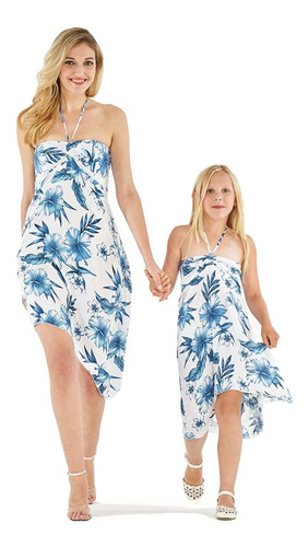 A Juego Hawaiano Luau Madre E Hija Halter Vestido En Hibis