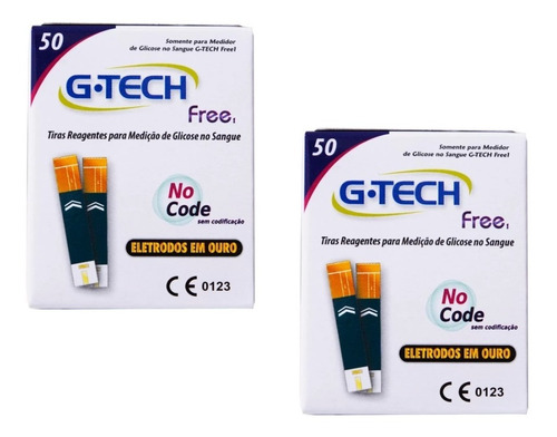 100 Tiras De Teste Glicemia P/ G-tech Free E Free Smart