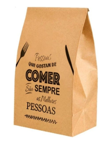 10 Saco Kraft Delivery Grande 27x18x10 Cm - Hamburguer, Doce