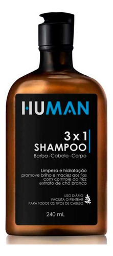 Shampoo 3x1 Barba Cabelo E Corpo 240ml Human