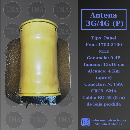 Imagen 2 de 6 de Antena 3g 4g Lte 9 Db (crc9 Ts9 Sma) Con 8 Metros De Cable