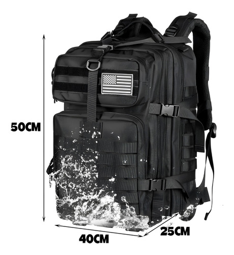 Mochila Tática Militar Camping Reforçada 50 Litros Impermeável Cor Preto Mochila Bolsonaro Mochila Resistente A Água Bandeira Brasil Mochila Tática Mochila De Trilha Mochila Exercito Brasileiro