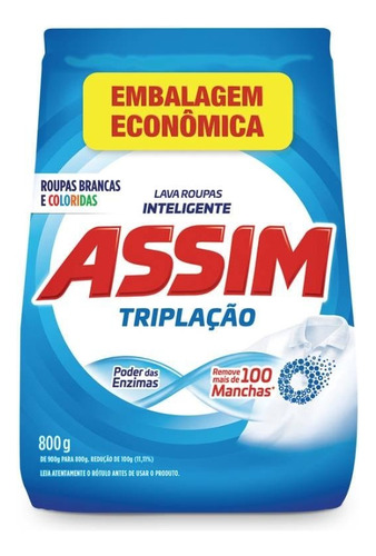 Sabão Em Pó Assim Triplação 800g - Embalagem Com 20 Unidades