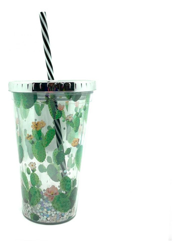 Vaso Cactus Con Sorbito Rígido- 500 Ml- Universo Mágico-