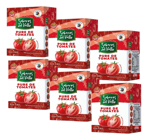 Caja De Puré De Tomate 520g Sabores Del Valle Pack X6