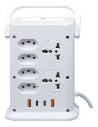 Extensão Torre Com 14 Tomadas 2 Portas Usb 2 Portas Type-c Cor Branco