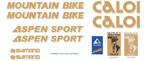 Adesivos Antiga Bicicleta Caloi Aspen Sport Dourado/prata
