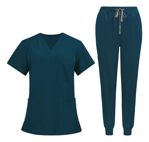 Conjunto De Uniforme De Enfermería Y Pantalones De Manga Cor