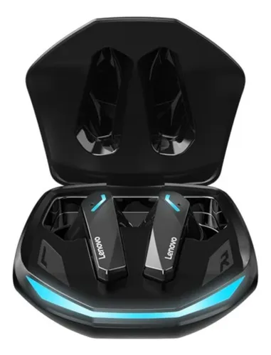 Fone gamer in-ear sem fio Lenovo TWS GM2 Pro preto luz LED azul som imersivo longa bateria