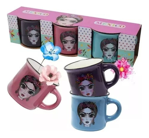 Tazas Mini De Cafe Espresso 3 Pzs Porcelana Tequilero Diseño