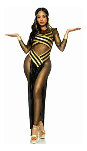 Leg Avenue Women's 3 Piece Goddess Isis Costume, Gold/black, Color Gold/black