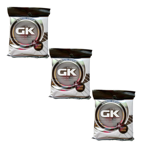 Combo X 3 Encordados Guitarra Clasica Plateadas Gk 960