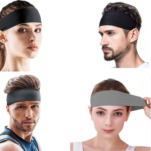 4 Faixas Headband Testeira Anti Suor Corrida Academia Yoga