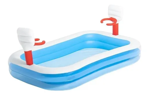 comprar Piscina inflable rectangular Bestway Infantil 54122 Basquet de 2.54m x 1.68m x 1.02m 636L azul y blanca caja