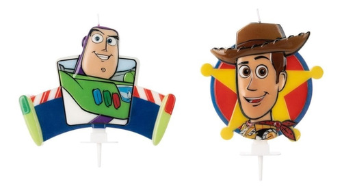 01 Vela Woody + 01 Vela Buzz - Toy Story Para Bolo E Festa