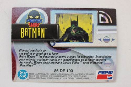 1995 Pepsi Cards Dc #86 Batman Vintage | MercadoLibre