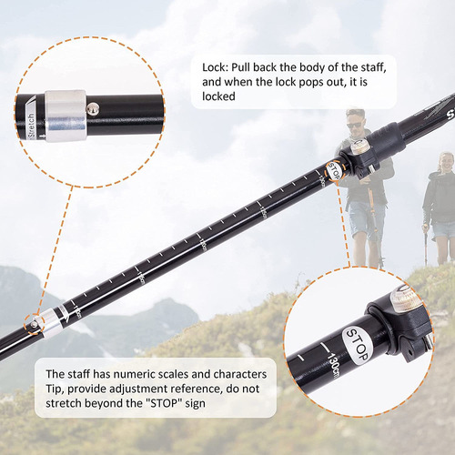 2 Piezas Bastones Trekking Plegables Para Senderismo Ligero