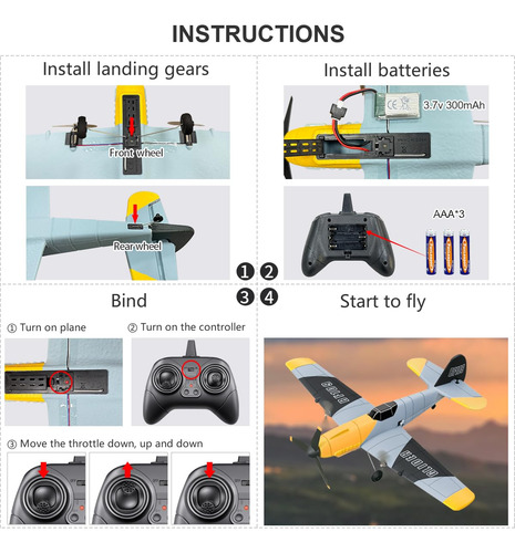 Avion Rc Hawks Work Bf-109 3 Canales 6-axis Listo Para Volar