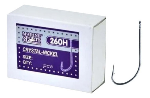 Kit C/100 Anzol Pesca Marine Sports Crystal Nickel 260h N-8