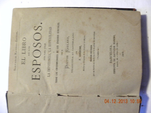 El Libro De Los Esposos - Libro Antiguo De 1879