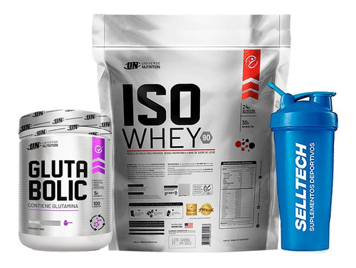 Pack Un Iso Whey 90 3kg Vainilla + Glutabolic 500gr