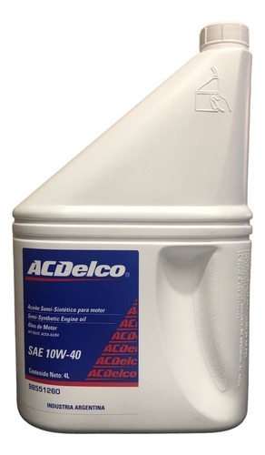 Aceite Semi Sintético Acdelco 10w40 4 Litros Chevcar