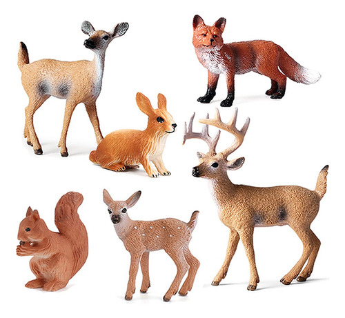 6 Piezas Simuladas De Animales Del Bosque Figuras De Juguete