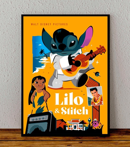 Cuadro 33x48 Poster Enmarcado Lilo Y Stitch Pelicula Disney
